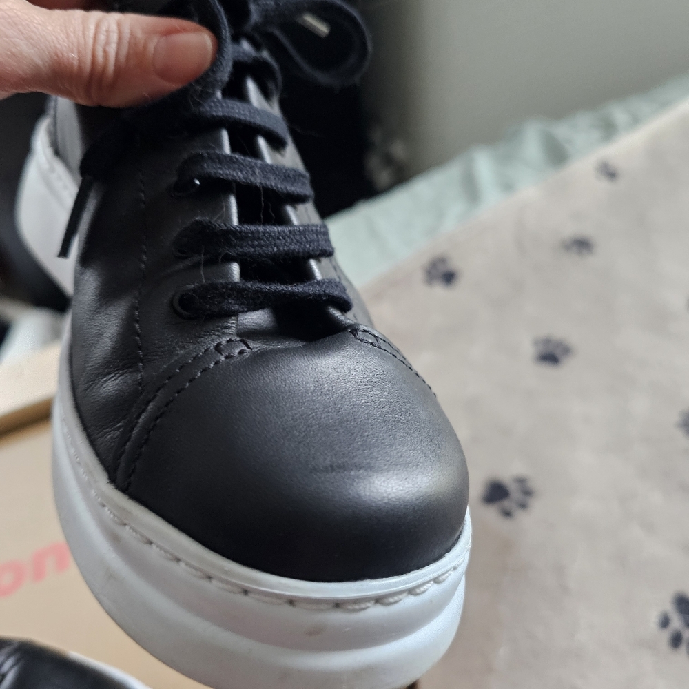 Camper Black Leather Lace-Up Sneakers with White Soles - Picture 11 of 14